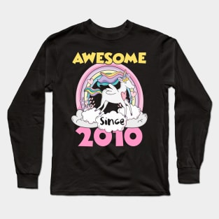 Cute Awesome Unicorn 2010 Funny Gift Pink Long Sleeve T-Shirt